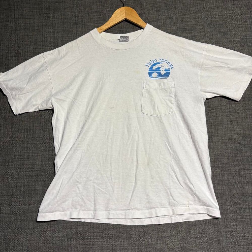 Vintage single stitch thrashed 90s Palm Springs pocket graphic tee men’s xl